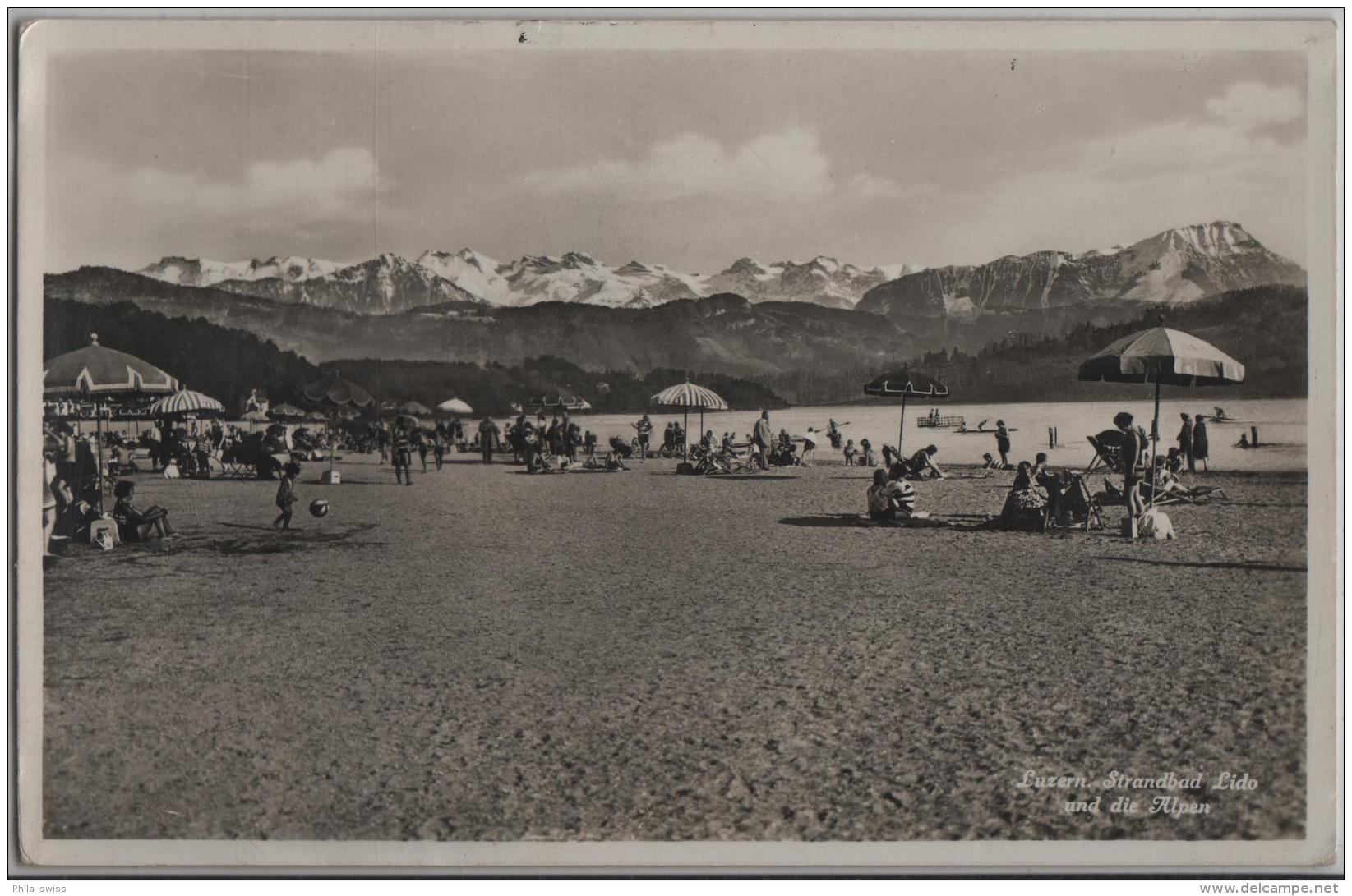 Luzern - Strandbad Lido Und Die Alpen - Animee - Photo: E. Goetz No. 3692 - Lucerne