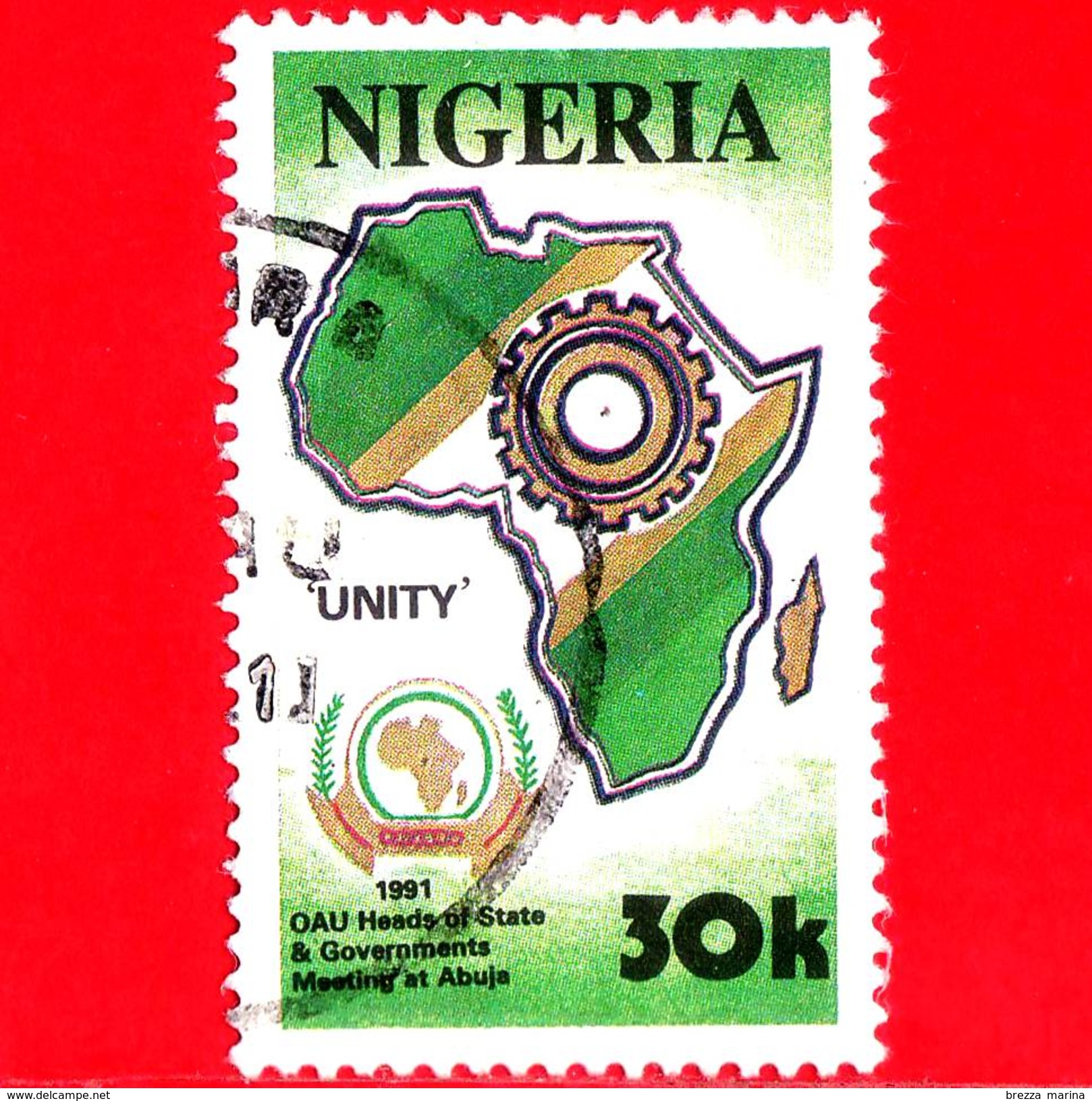 NIGERIA  - Usato - 1991 - Conferenza OAU Ad Abuja - Mappe - Unity - 30 - Nigeria (1961-...)