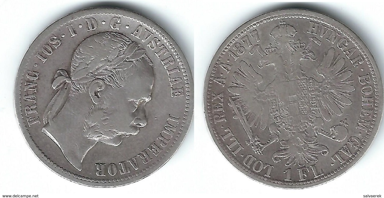 AUSTRIA IMPERIO FLORIN 1877 PLATA SILVER T - Austria