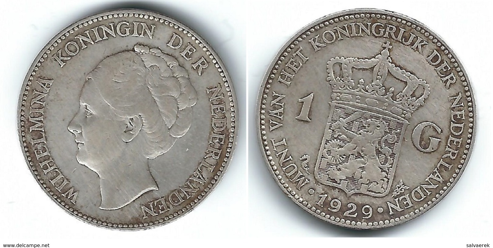 HOLANDA  GULDEN 1929 PLATA SILVER T - 1 Gulden