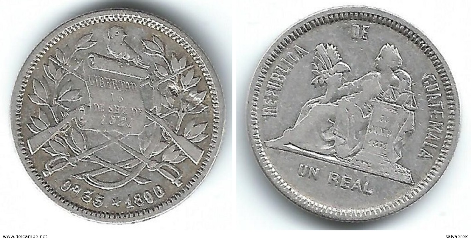 GUATEMALA  REAL 1890 PLATA SILVER T - Guatemala