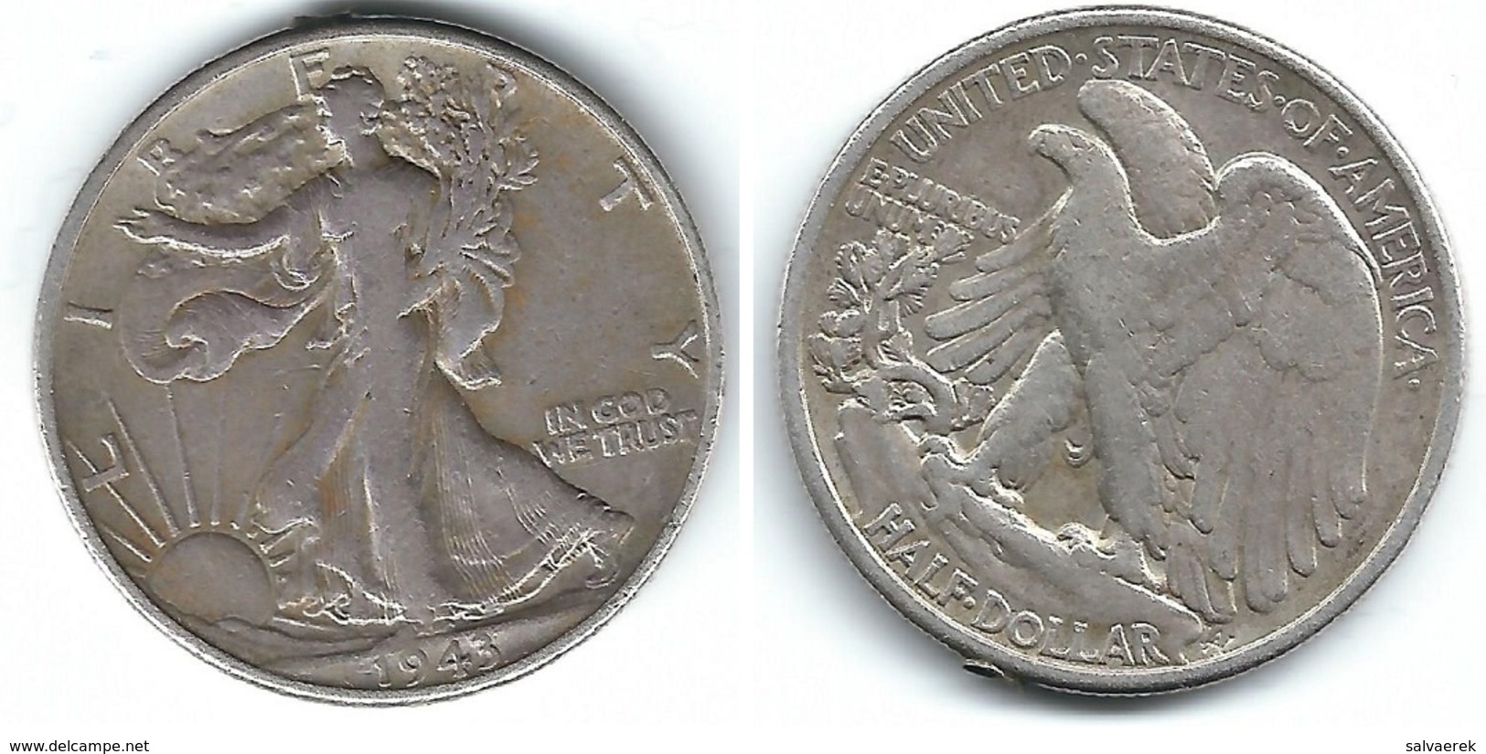 EE.UU. USA HALF DOLLAR 1943 PLATA SILVER T DAÑADA - 1916-1947: Liberty Walking (Libertà Che Cammina)