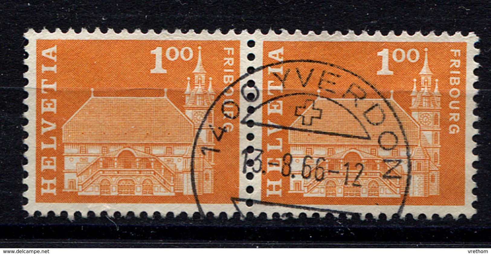 Schweiz, Suisse, 1960, Schönes Paar Baudenkmäler, Fribourg ,Yverdon, Vollstempel - Usados