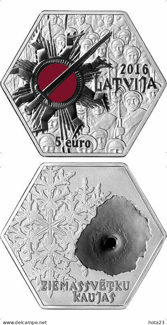 New-5-Euro-2016-Latvia-Lettland-Christmas-Battles-Silver-Coin-silber-Munzen - Letonia