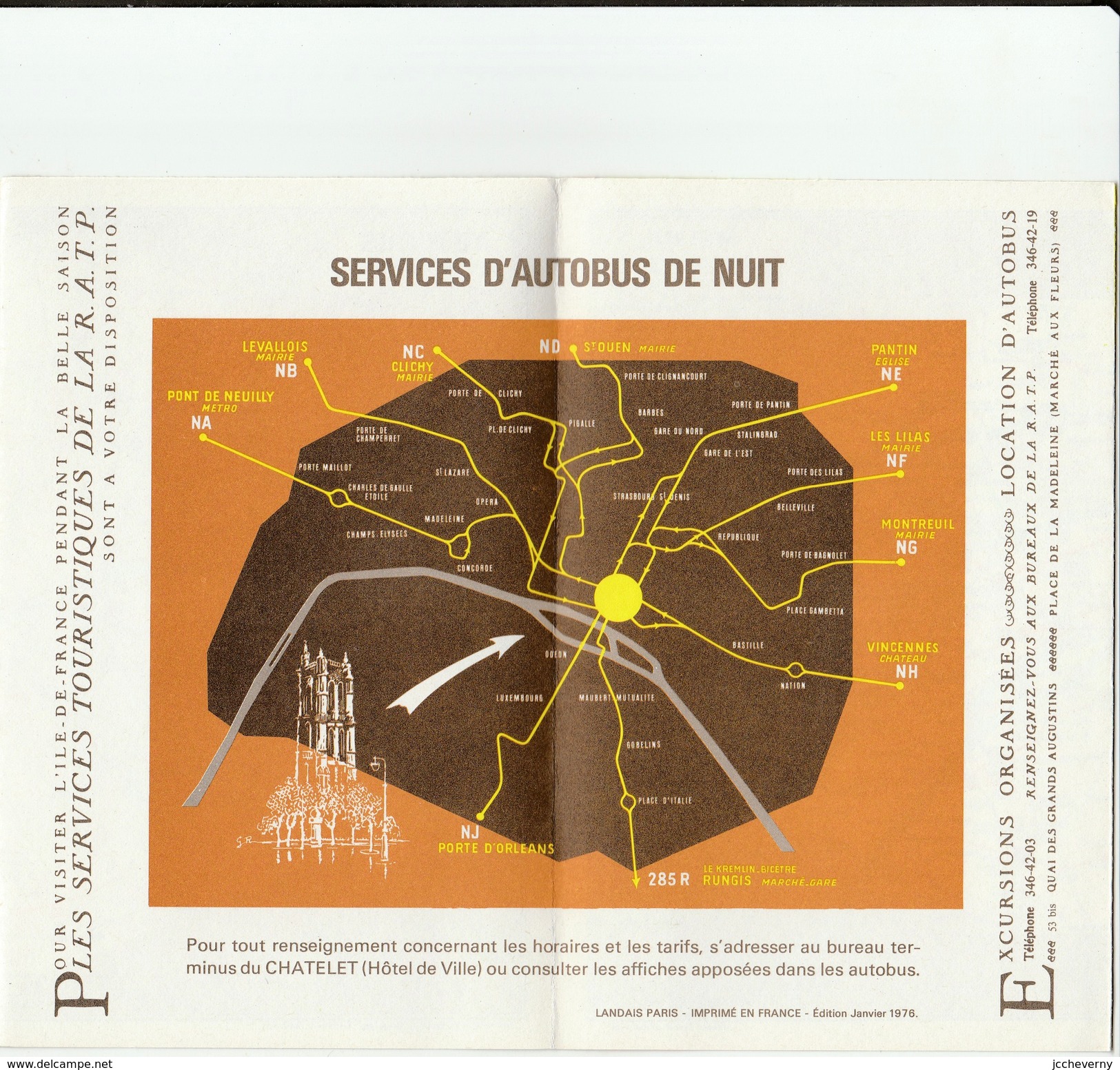 RATP Paris  Plans Métro-Autobus 1976 - Europe