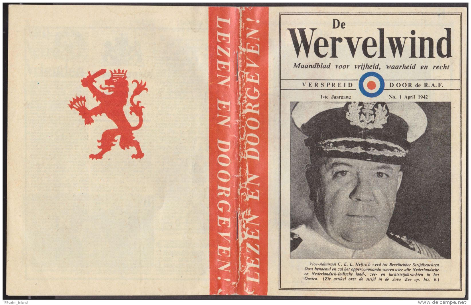 Nederlands  De Wervelwind 1e Jaargang No. 1 April 1942  R.A.F. - Anciens