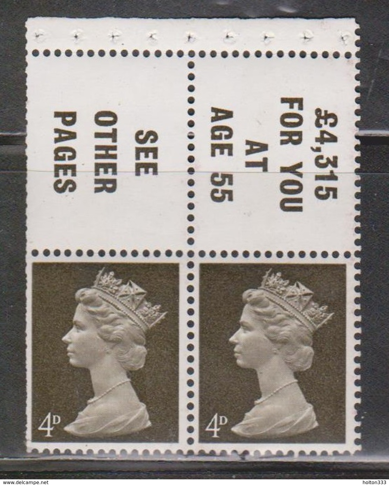 BRITAIN - Scott # BK6a Mint Never Hinged - QEII British Booklet Pane - Unused Stamps