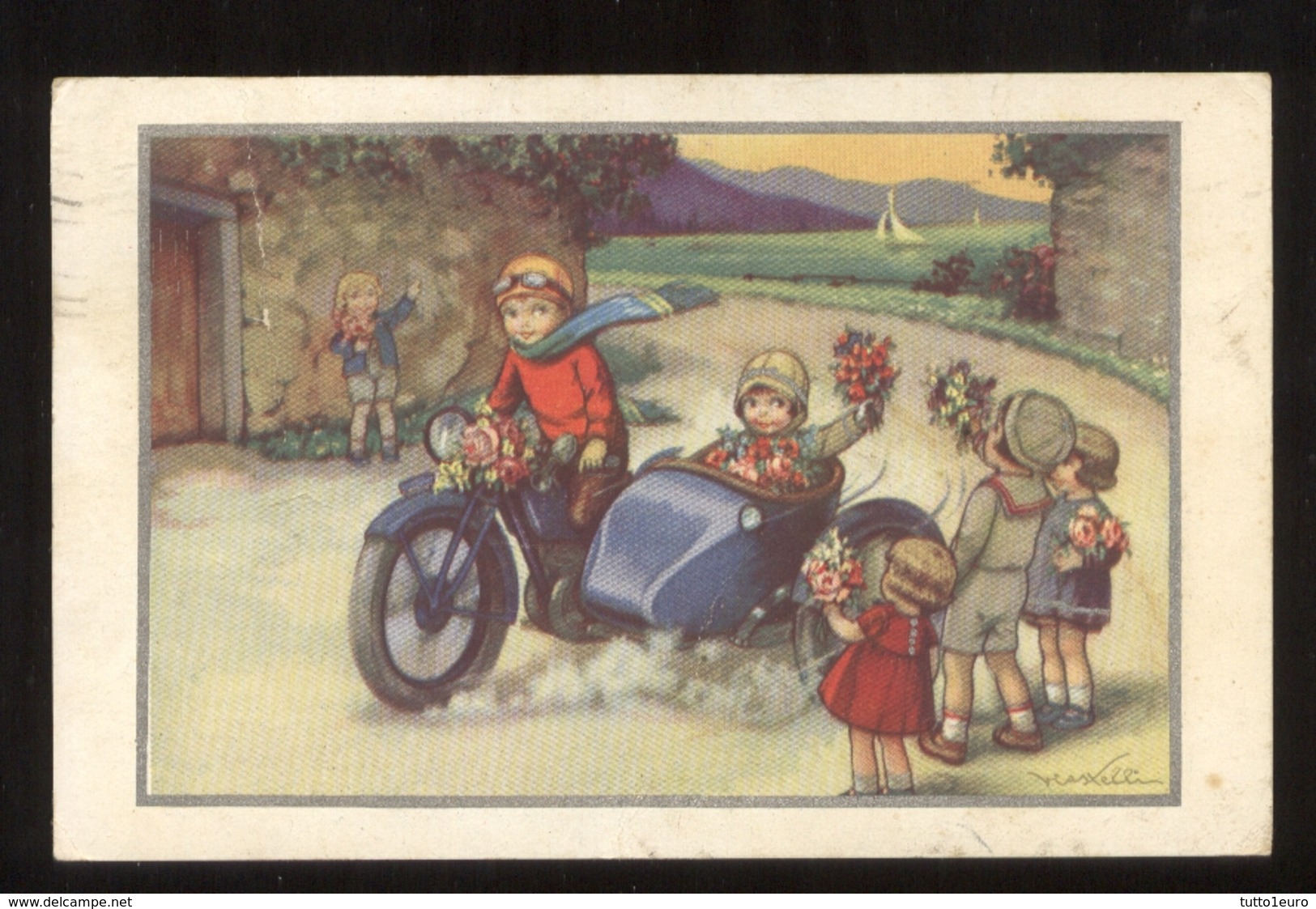 CARTOLINA - BAMBINI - KINDER - CHILDREN - ENFANTS - SIDECAR -  VIAGGIATA 1942  (22) PIEGOLINA IN ALTO - Ritratti