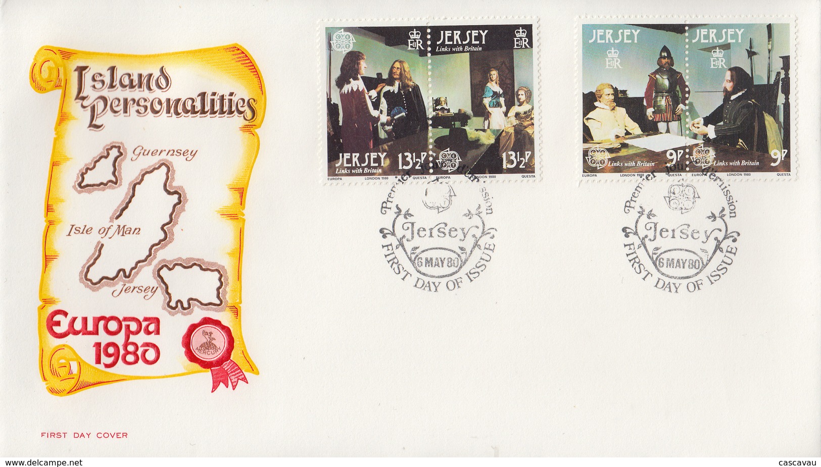 Enveloppe  FDC  1er  Jour  EUROPA    JERSEY   1980 - 1980