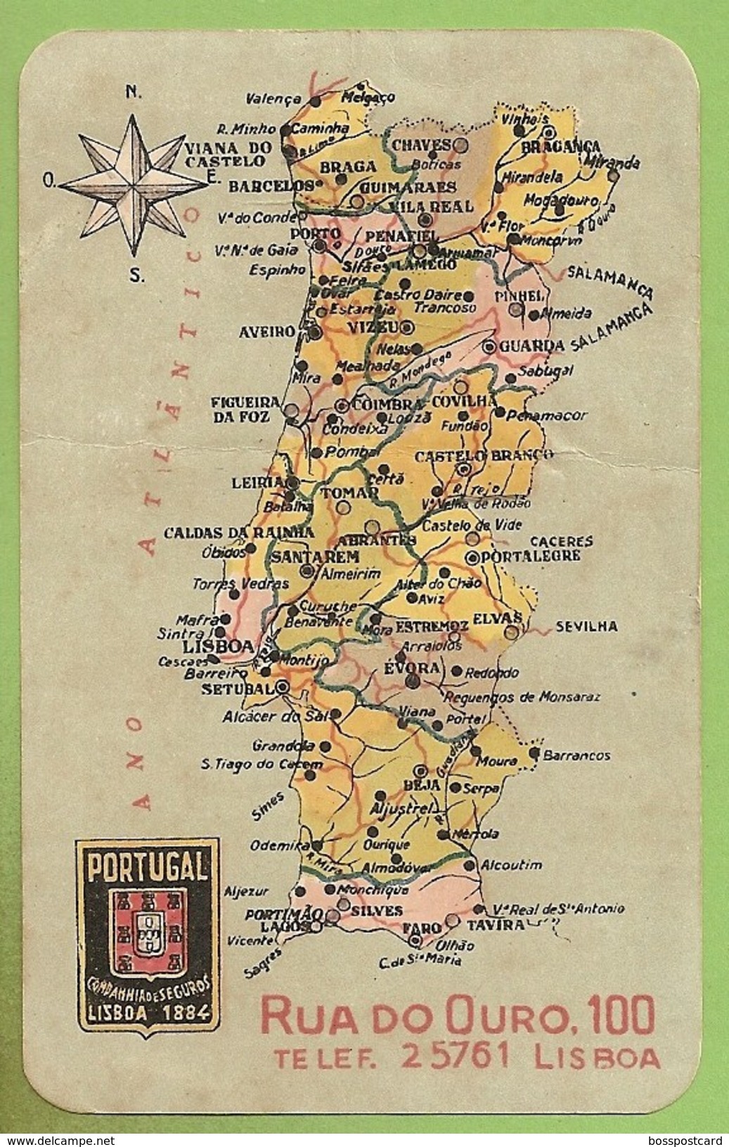 Porto - Lisboa - Companhia De Seguros Portugal - Calendario De 1939 - Publicidade - Tamaño Grande : 1921-40