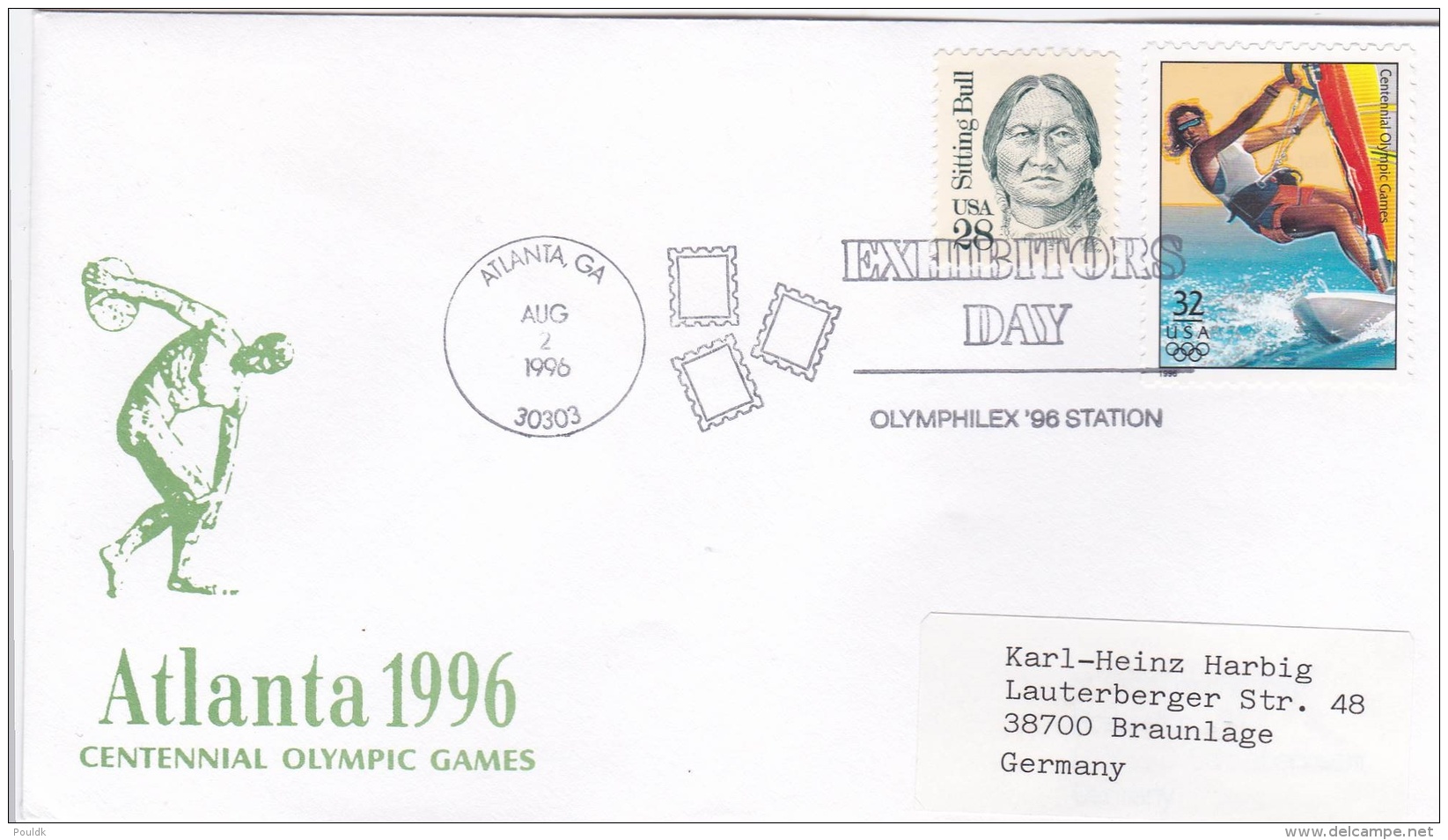 USA Cover P/m Atlanta GA 1996 Olympic Summer Games - Olymphilex 96 Station (T12-27) - Summer 1996: Atlanta