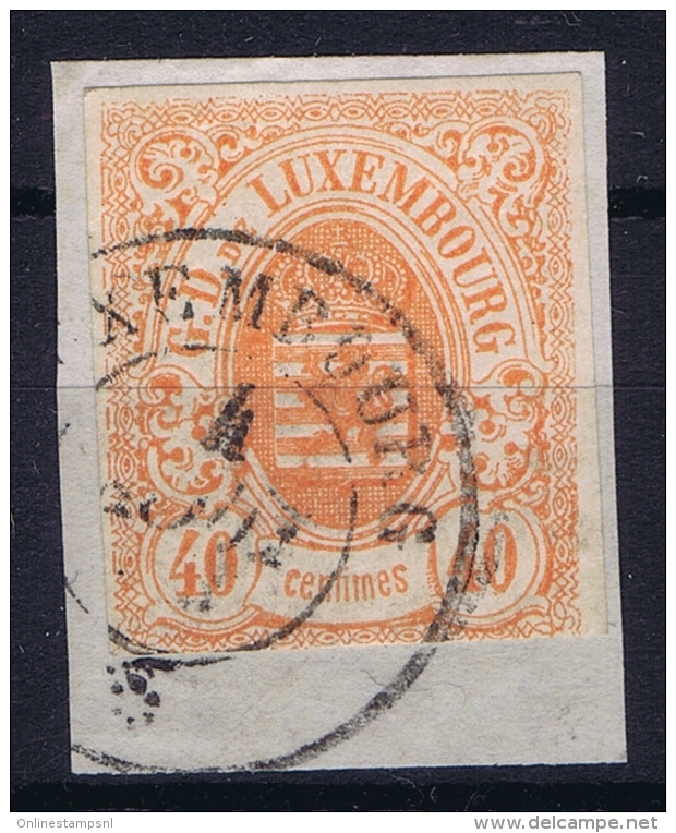 Luxembourg : Mi Nr 11  Used / Obl   On Fragment Signed/ Signé/signiert/ Approvato - 1859-1880 Wapenschild