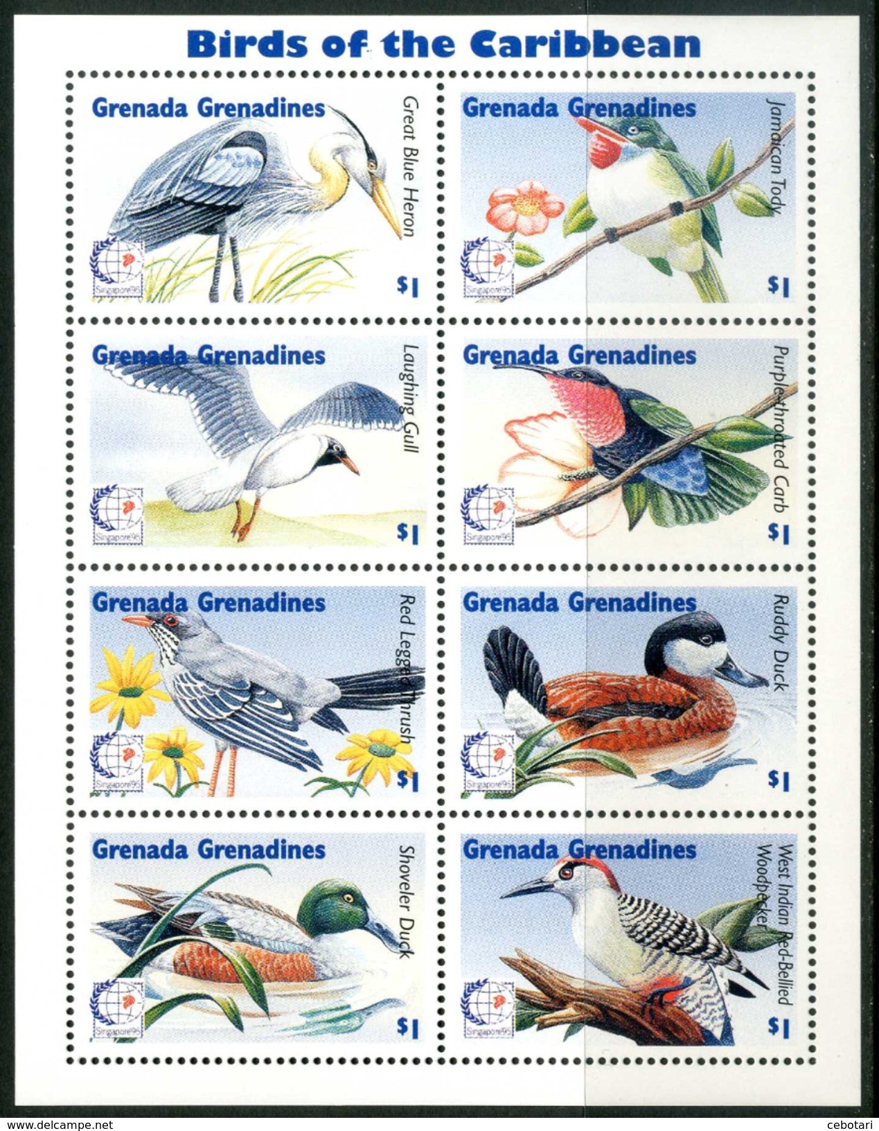 GRENADA GRENADINES 1995** - Birds Of The Caribbean -  Block Di 8 Val. MNH Come Da Scansione - Altri & Non Classificati