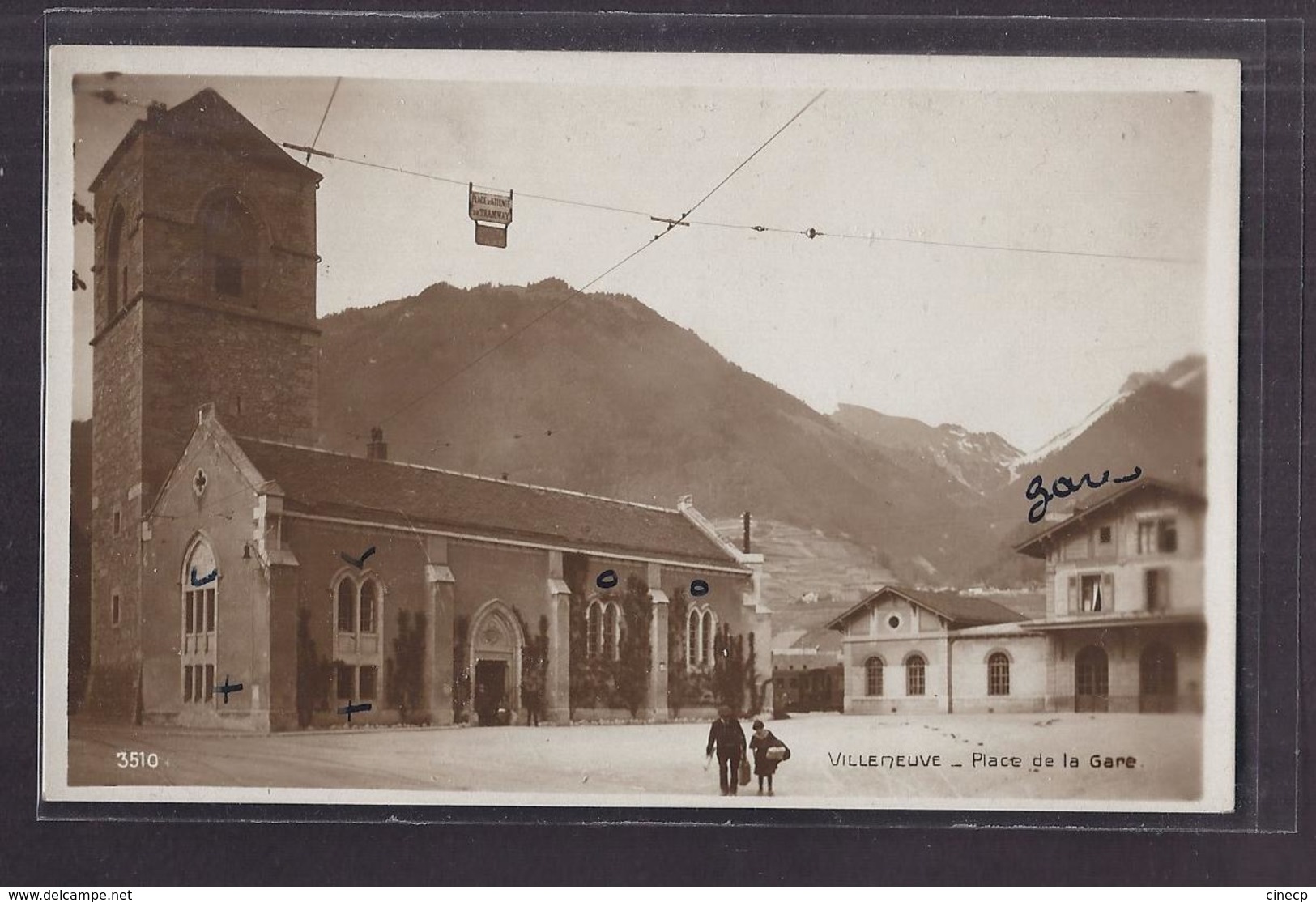 CPA SUISSE - VILLENEUVE - Place De La Gare - TB PLAN CENTRE VILLAGE ANIMATION + TB PLAN GARE CHEMIN DE FER - Villeneuve