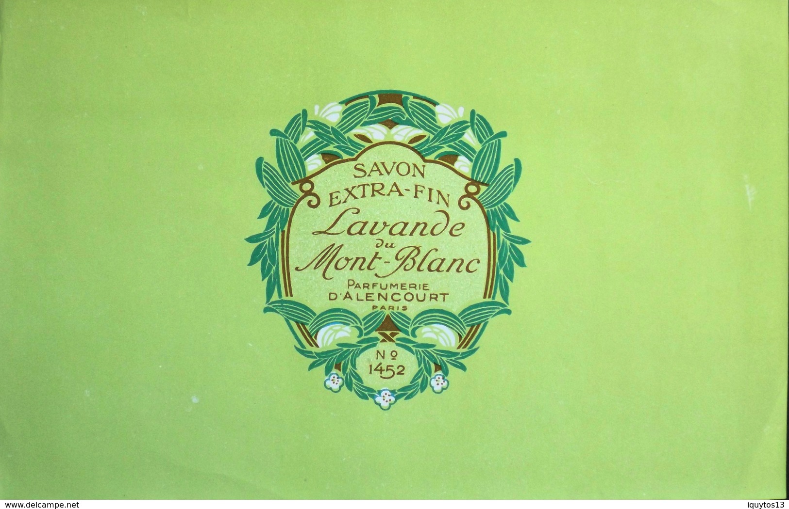 ETIQUETTE ANCIENNE - SAVON EXTRA-FIN - LAVANDE Du MONT-BLANC N° 1452 - Parfumerie D'Alencourt Paris - TBE - Etichette