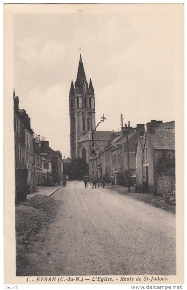 Evran 22 - Eglise Route De Saint-Judoce - Editions Passemard Frères Dinan - 1944 - Evran