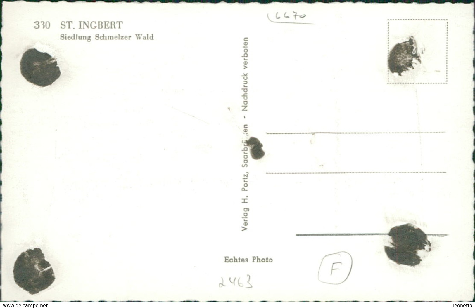 AK St. Ingbert, Siedlung Schmelzer Wald, Um 1953, Rückseitig Kreisförmige Klebereste Vom Entfernen Aus Album (2463) - Saarpfalz-Kreis