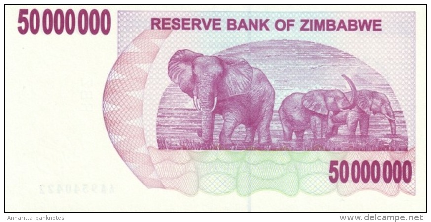 ZIMBABWE 50 MILLION DOLLARS 2008 P-57 UNC  [ZW148a] - Zimbabwe