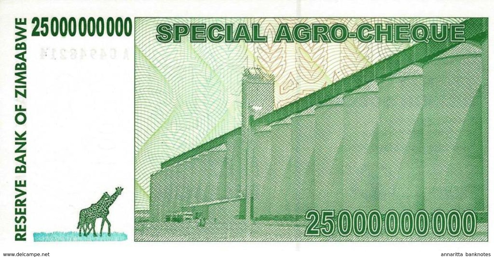 ZIMBABWE 25 BILLION DOLLARS 2008 P-62 UNC  [ZW153a] - Zimbabwe