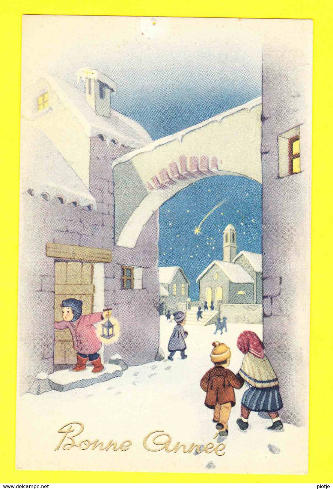 * Fantaisie - Fantasie - Fantasy * (Saemee, Nr 5) Bonne Année, New Year, Enfant, Child, Pont, Bridge, Neige, Snow, Rare - Neujahr