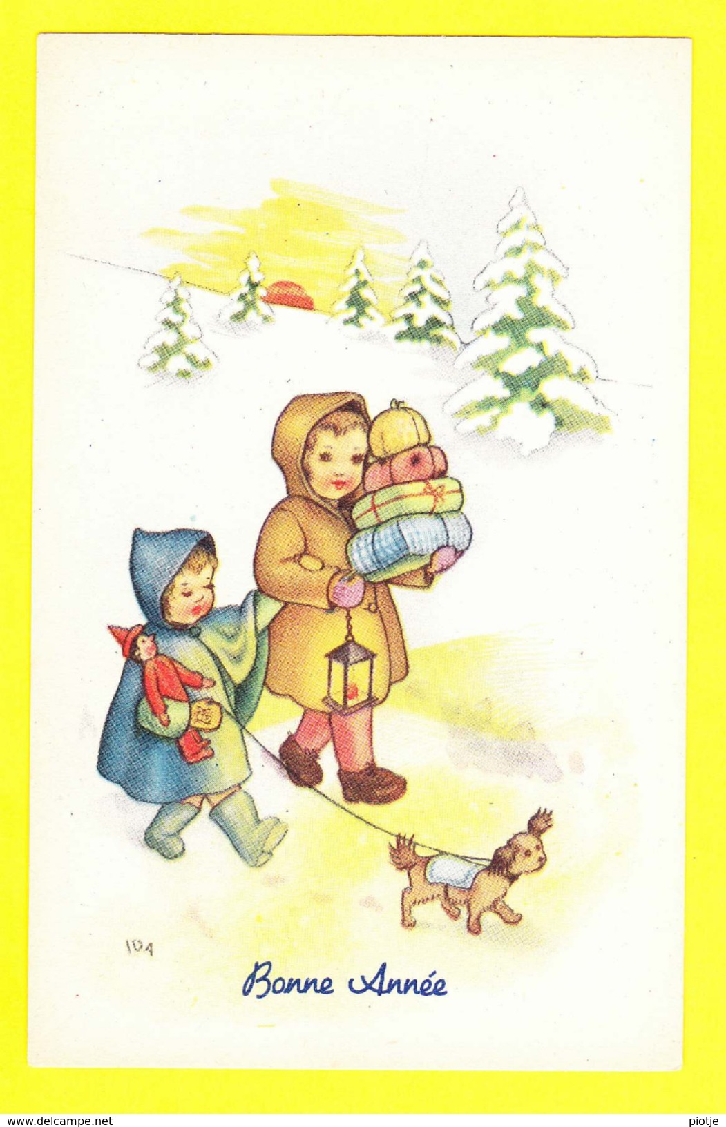 * Fantaisie - Fantasie - Fantasy * (NMM Milano 5720) Bonne Année, New Year, Enfant, Child, Chien, Dog, Cadeau, Rare - Neujahr