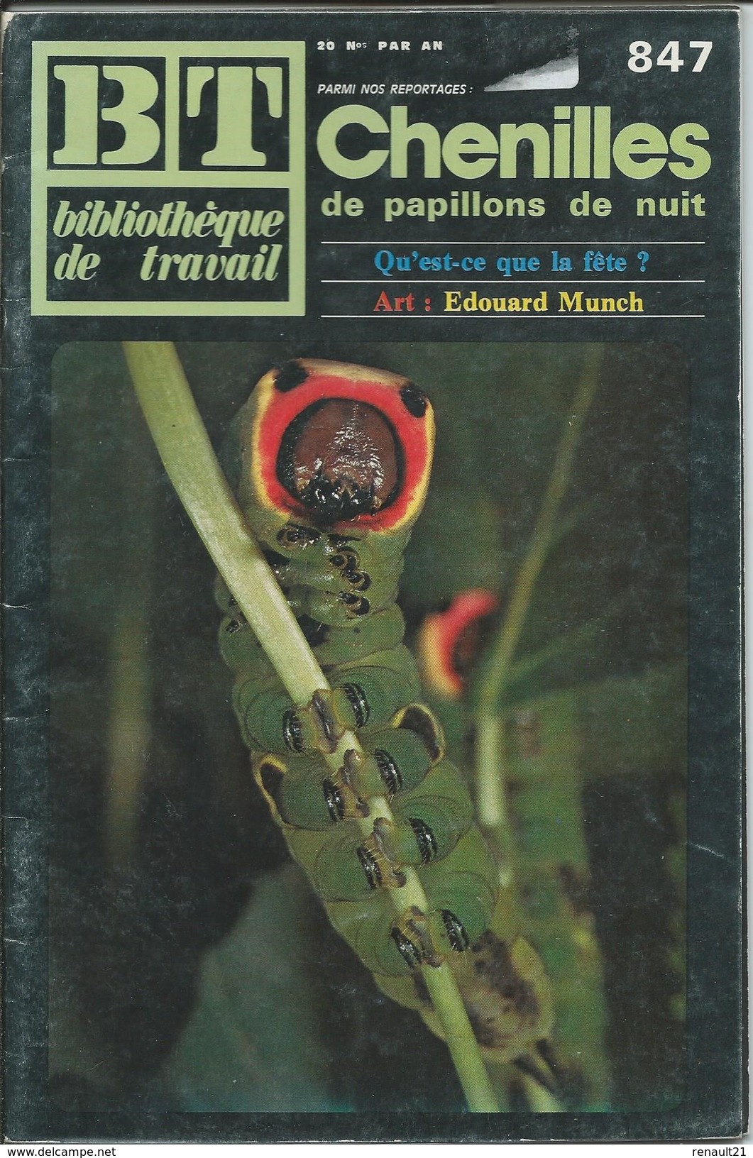 BT Bibliothèque De Travail-N°847-1er Juin 1977-Chenilles De Papillons De Nuit (Recouvert D'un Protège Livre) - 12-18 Anni