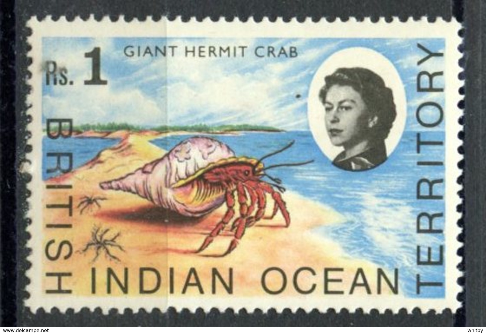 British Indian Ocean Territory1968 1 Rs  Hermit Crab Issue #28  MNH - British Indian Ocean Territory (BIOT)