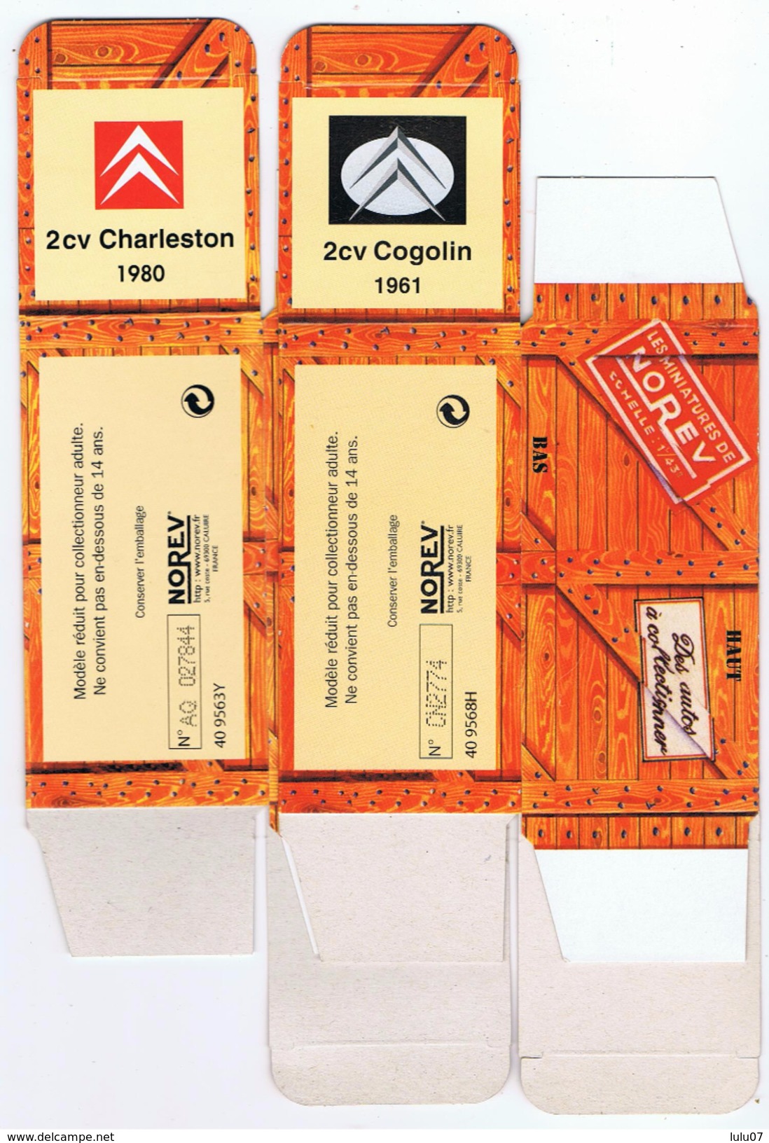 Lot 10 Boites  Cartons  Norev  Pour  2 Cv Différentes - Carton / Lasercut