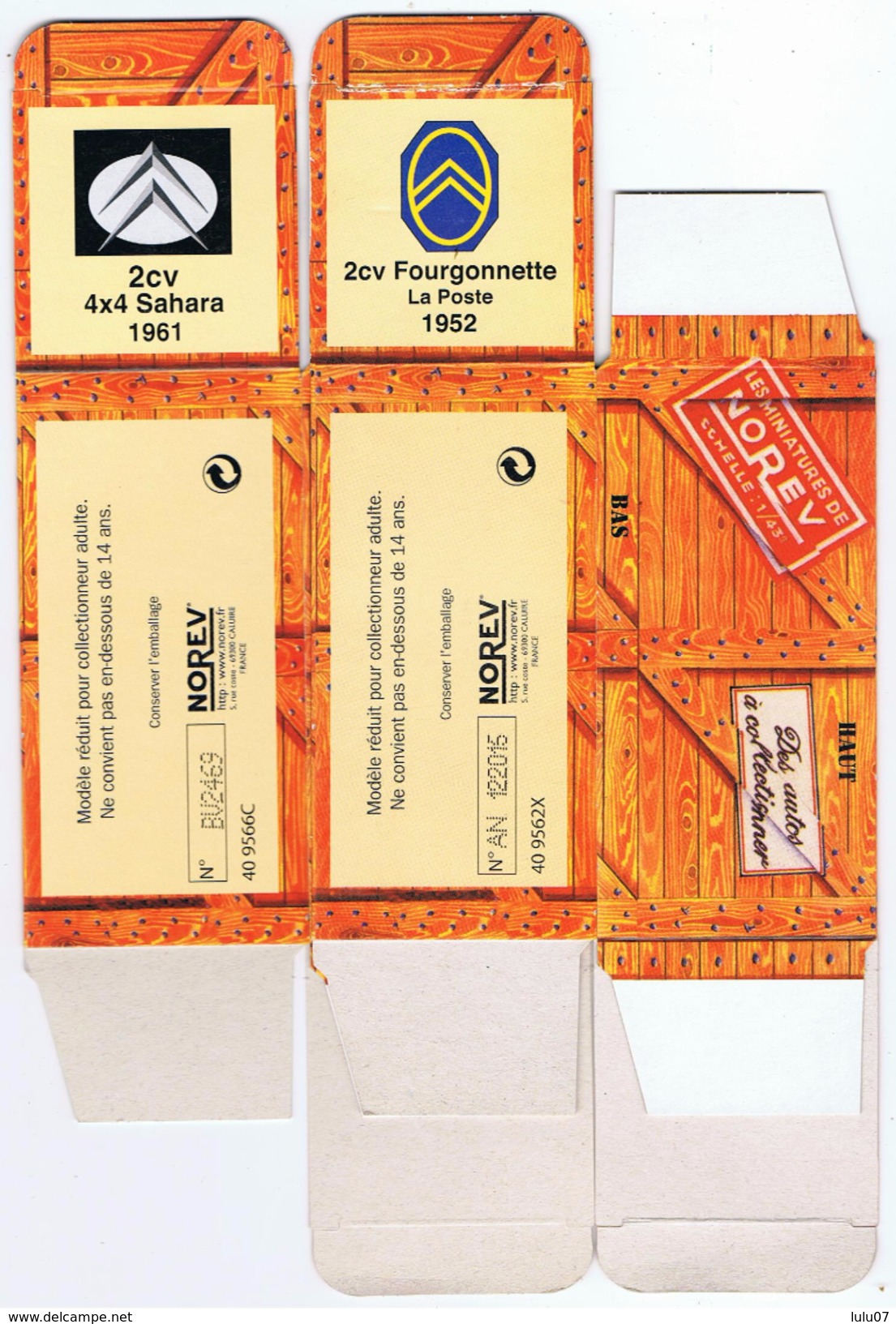 Lot 10 Boites  Cartons  Norev  Pour  2 Cv Différentes - Carton / Lasercut