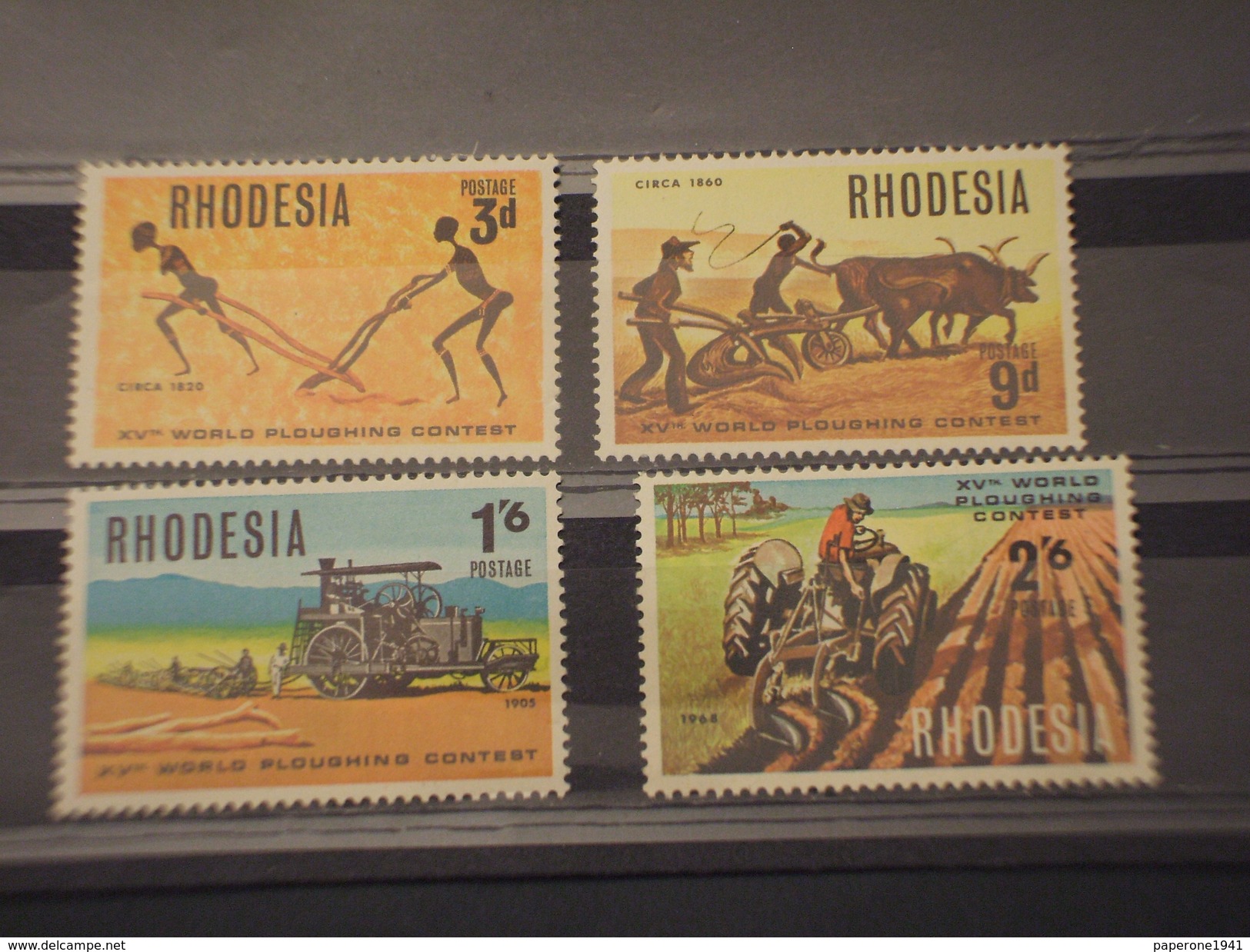 RHODESIA  - 1968 MOTOCOLTURA CIFRA  4 VALORI - NUOVI(++) - Rhodesia (1964-1980)
