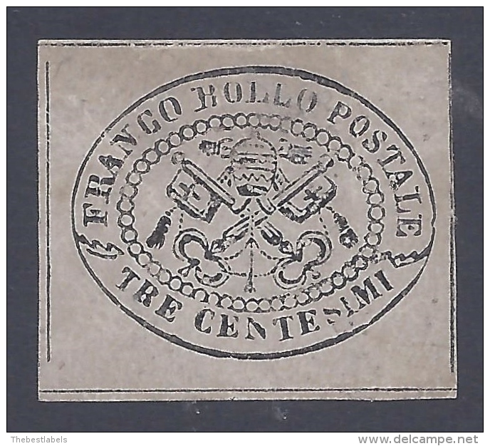 STATO PONTIFICIO 1867 3c GRIGIO ROSA N&ordm; 14 MNG/* WITH CERTIFICATE CV 1500&euro; - Estados Pontificados