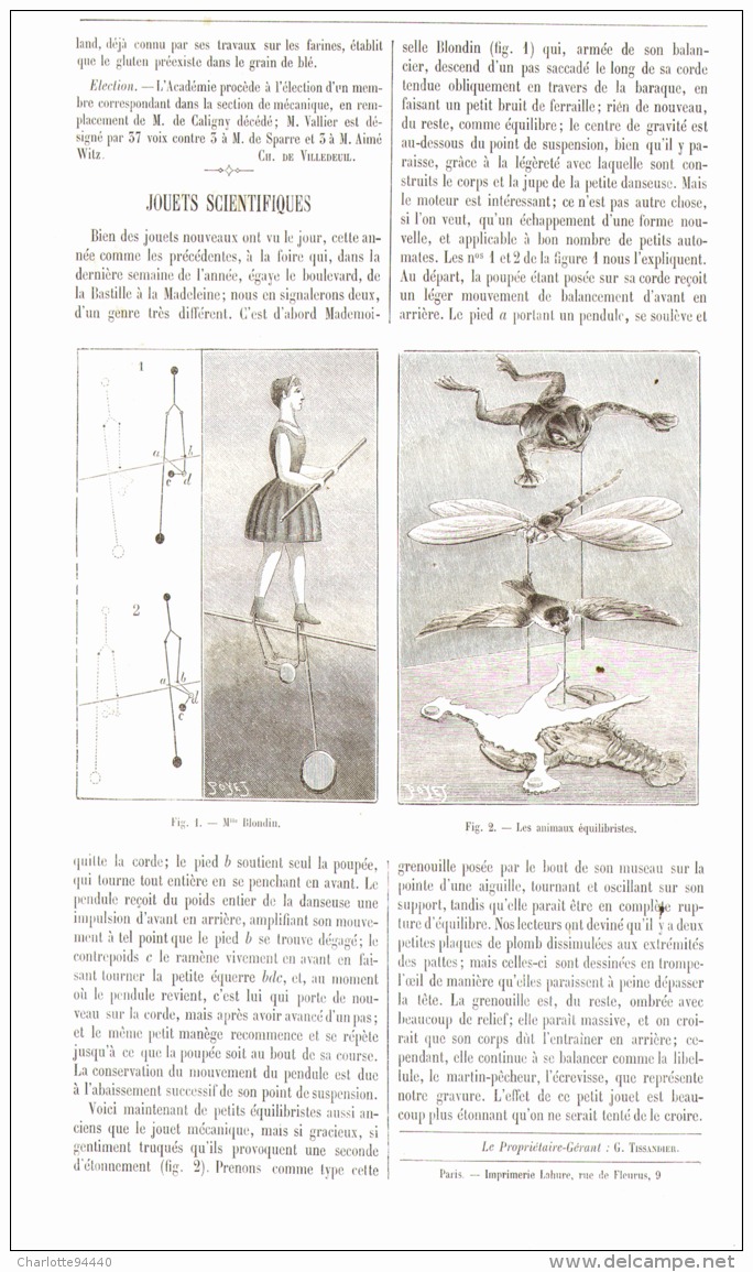 JOUETS SCIENTIFIQUES ( MADEMOISELLE BLONDIN /  LES ANIMAUX EQUILIBRISTES )  1893 - Other & Unclassified