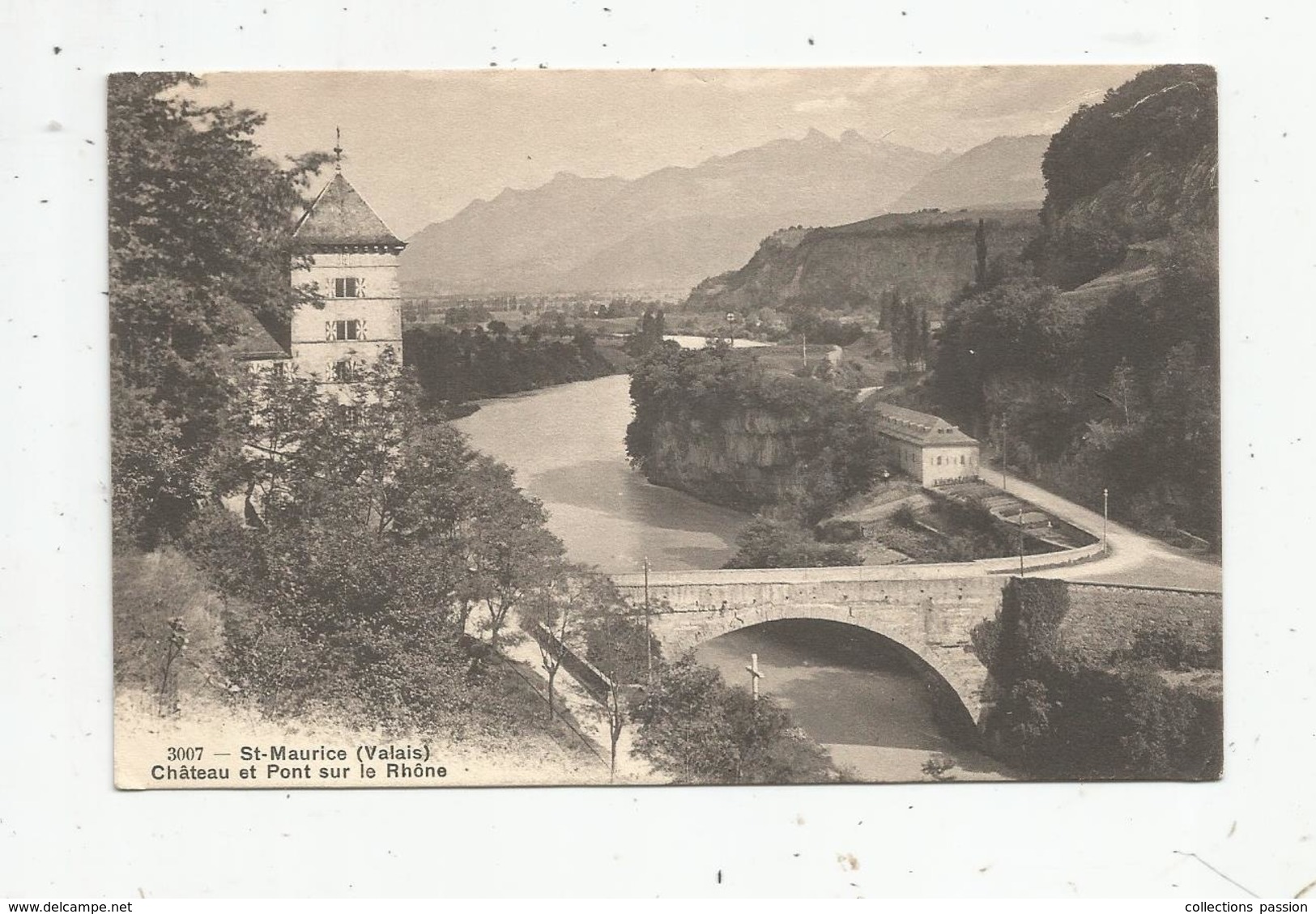 Cp , SUISSE , VALAIS , ST MAURICE , Château Et Pont Sur Le Rhône , Voyagée 1916 , Ed : Phototypie Co - Saint-Maurice