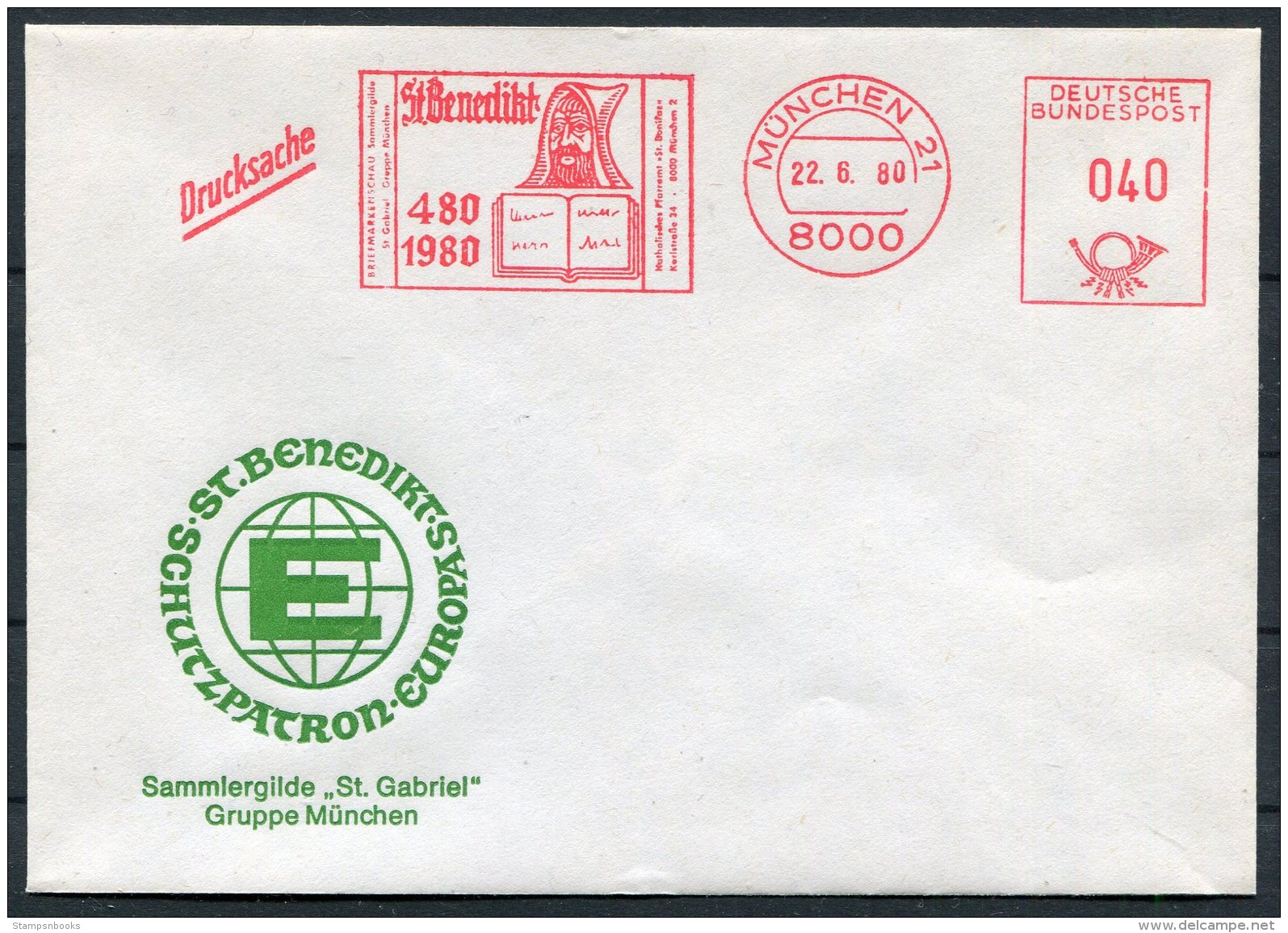 1980 Germany Munchen St Gabriel Christmas Franking Machine Cover. St Benedikt - Lettres & Documents