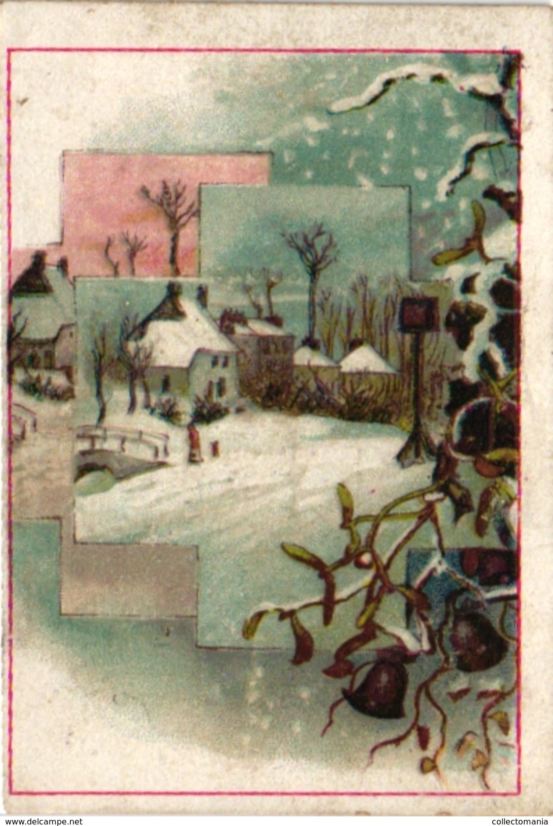 7 Carte de Visite Trade Card Chromo Nieuwjaarsgroet de Courant Weekblad de Aanwijzer Morgenblad 1885 dagblad weekblad