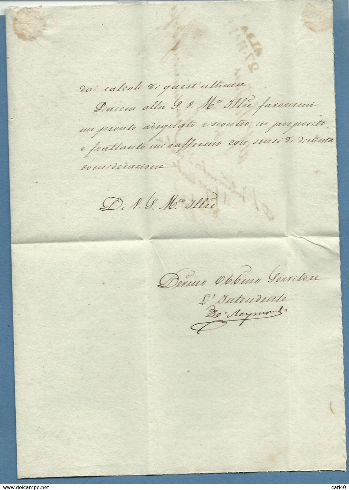 REGIA INTENDENZA D'ALBA LETTERA DA ALBA  CIRCA LA COSTRUZIONE DI CHIESE....A SOMMARIVA BOSCO IL 27/3/1840 - 1. ...-1850 Prefilatelia