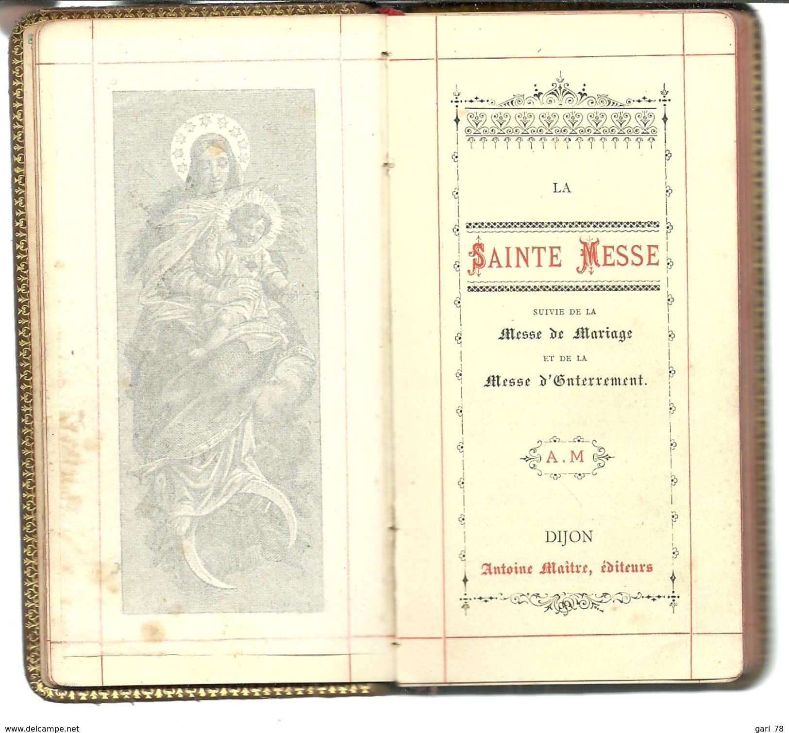 1890 DIJON / LA SAINTE MESSE + DE MARIAGE + MESSE D'ENTERREMENT Monogrammé MC - Godsdienst