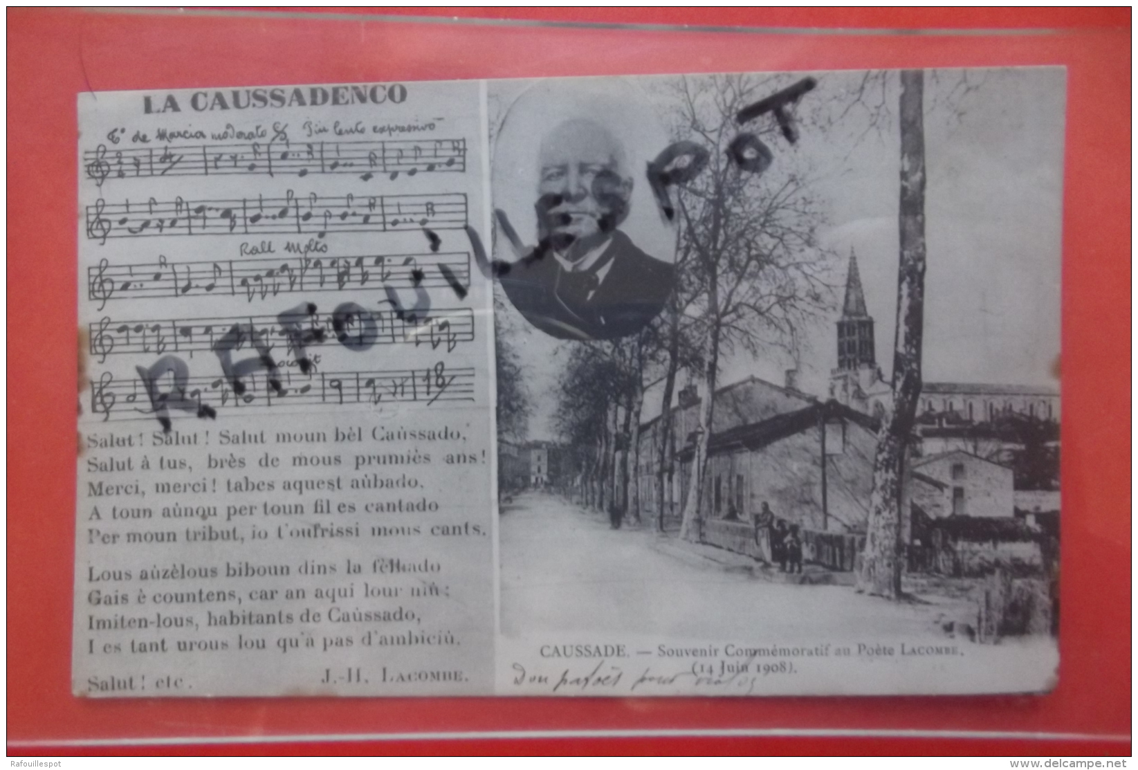 Cp Caussade Souvenir Commemoratif Au Poete Lacombe - Caussade