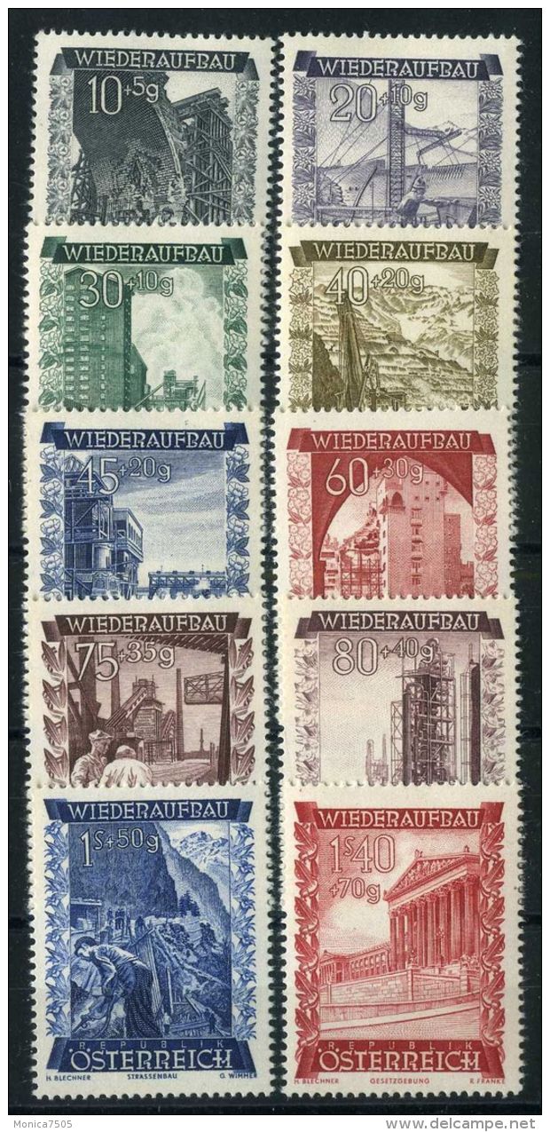 AUTRICHE ( POSTE ) : Y&T N°  712/721  TIMBRES  NEUFS  AVEC  TRACE  DE  CHARNIERE , ROUSSEUR , A  VOIR . - Neufs