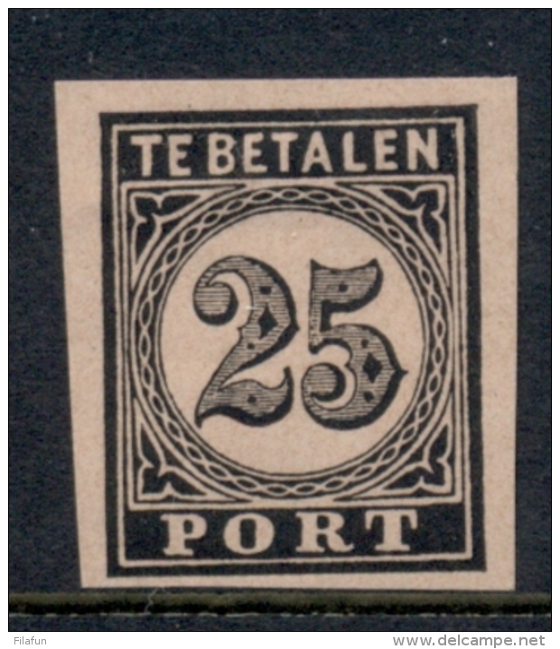 Nederland - 1871 - 25 Cent Portzegel Proef/Proof/Epreuve 5b - Zwart Op Zalm - Strafportzegels