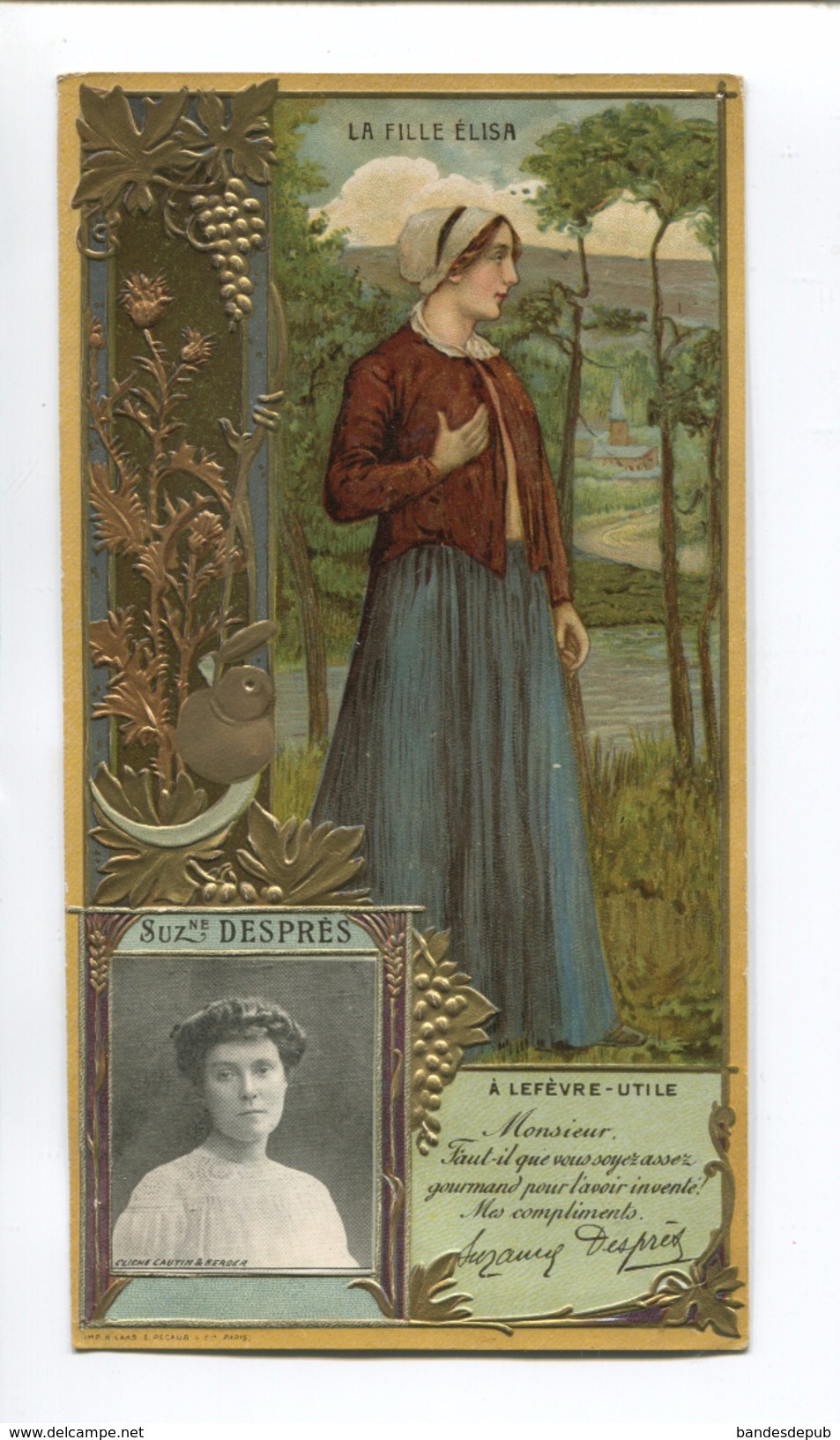 LU LEFEVRE UTILE CHROMO CELEBRITE 1900 ART NOUVEAU SUZANNE  DESPRES FILLE ELISA - Lu