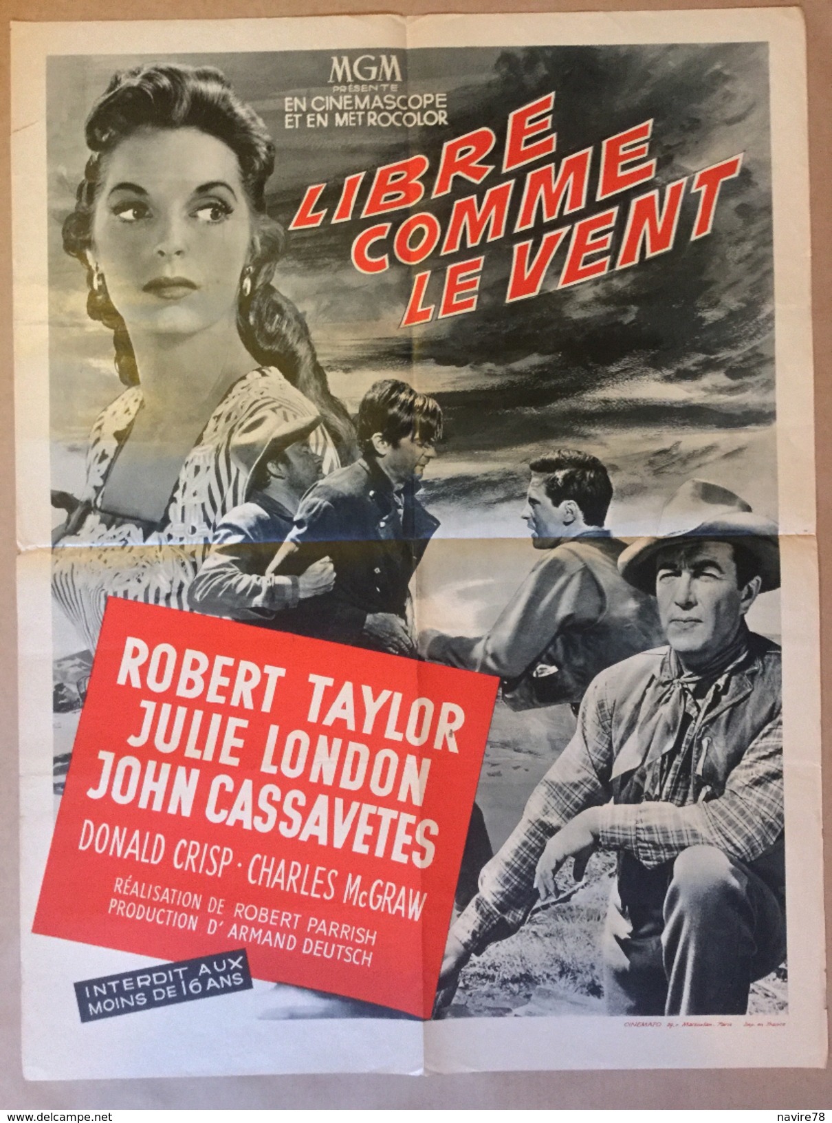 WESTERN Affiche Cinéma Originale Film LIBRE COMME LE VENT " SADDLE THE WIND "de ROBERT PARRISH Avec JOHN CASSAVETTES - Affiches & Posters
