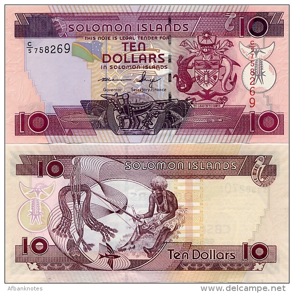 SOLOMON IS.         10 Dollars       P-27       ND (2011)       UNC  [ Sign. 10 ] - Salomons