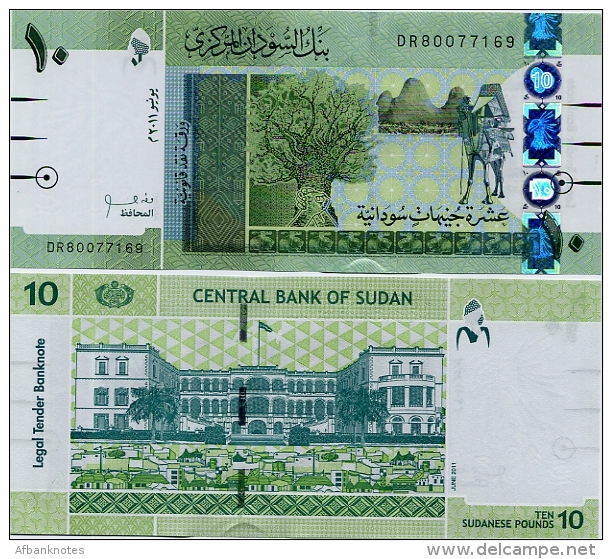 SUDAN       10 Sudanese Pounds       P-73a       6.2011       UNC - Sudan