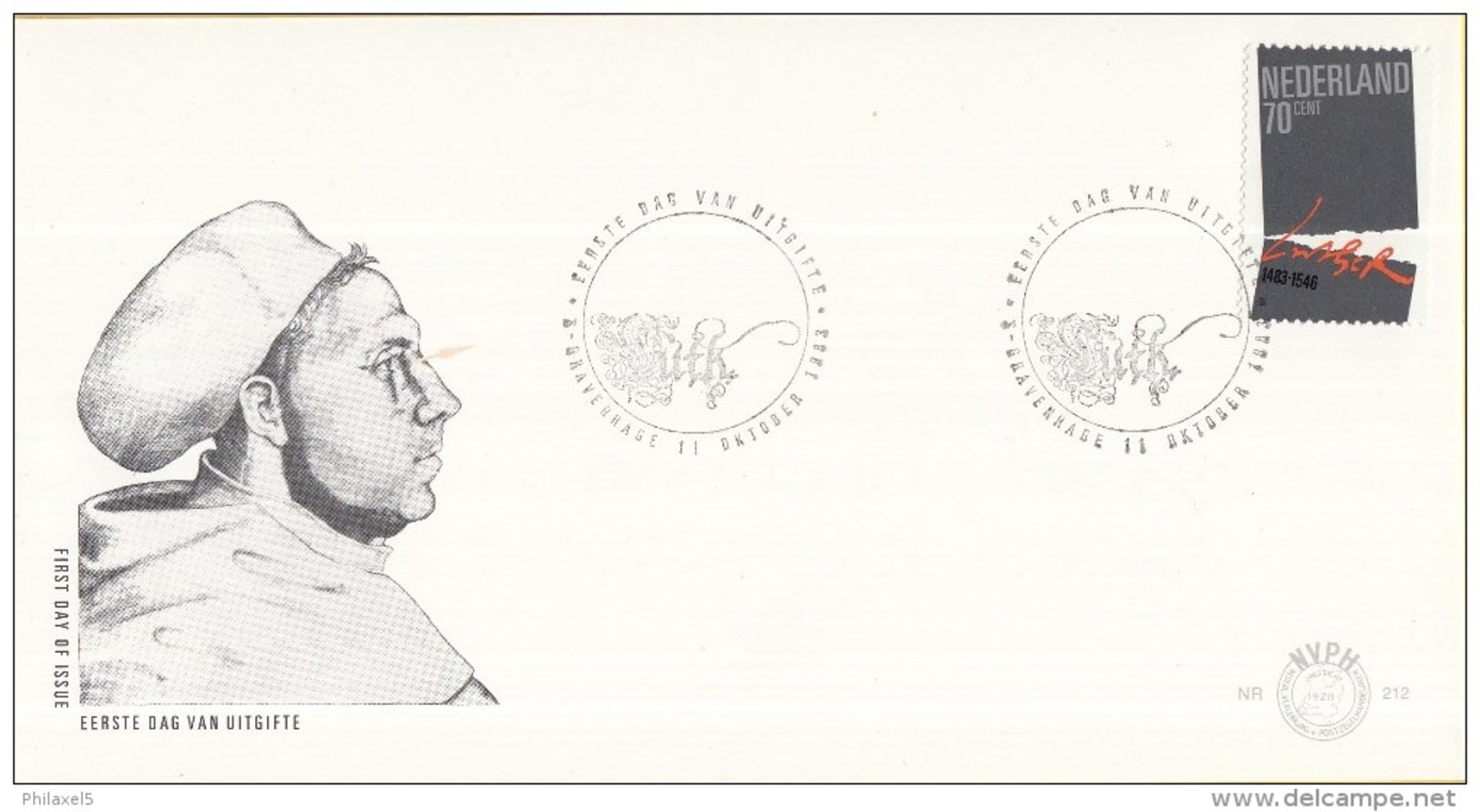 E212 - 500e Geboortedag Maarten Luther (1983) - NVPH 1294 - FDC