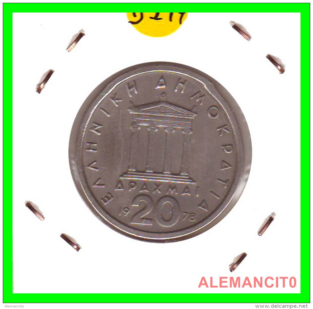 GRECIA  -  GREECE  -  MONEDA DE  20 DRACHMAI   - AÑO 1978    Copper-Nickel,  29 Mm - Grecia