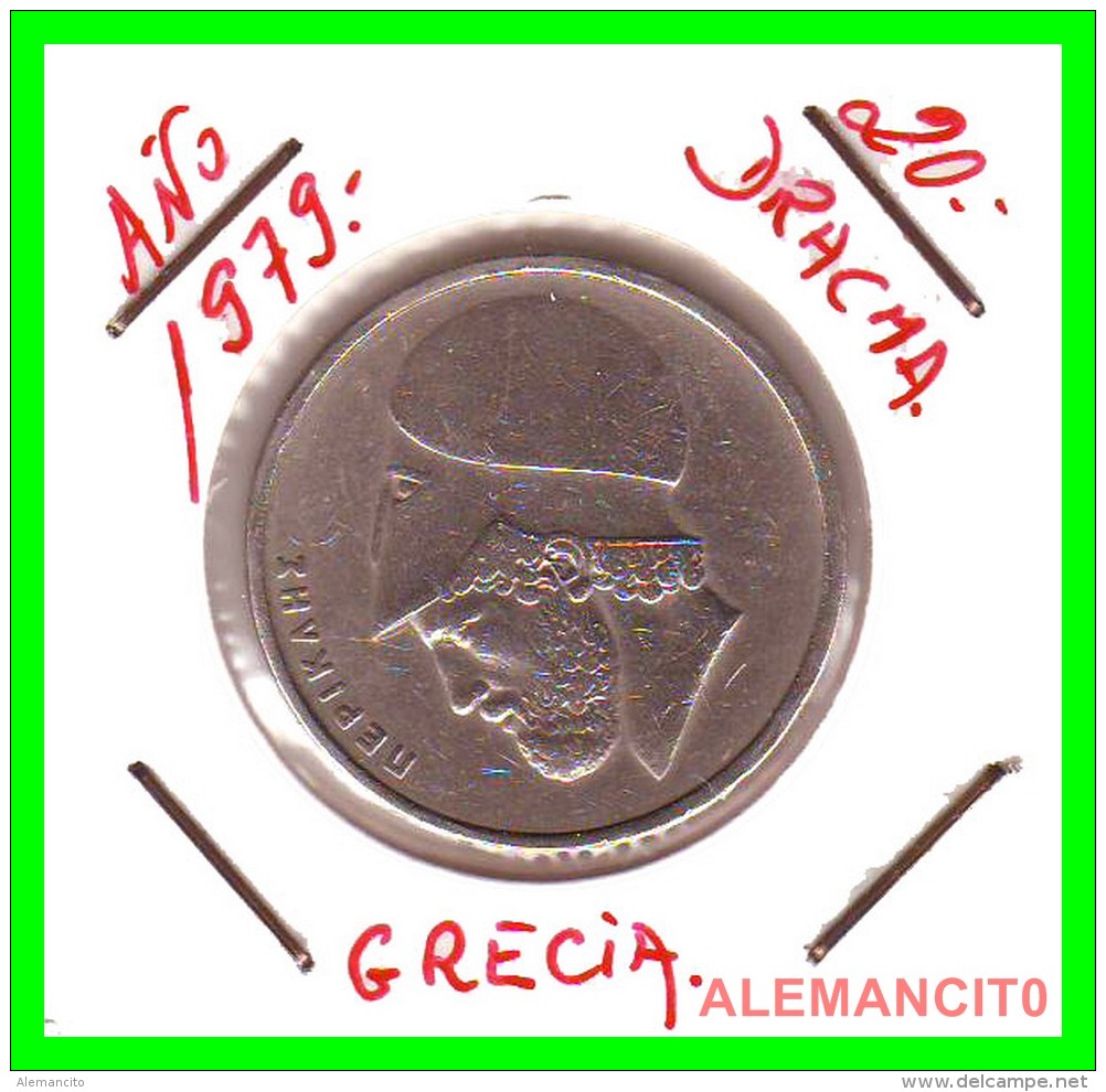 GRECIA  -  GREECE  -  MONEDA DE  20 DRACHMAI   - AÑO 1980    Copper-Nickel,  29 Mm - Griechenland