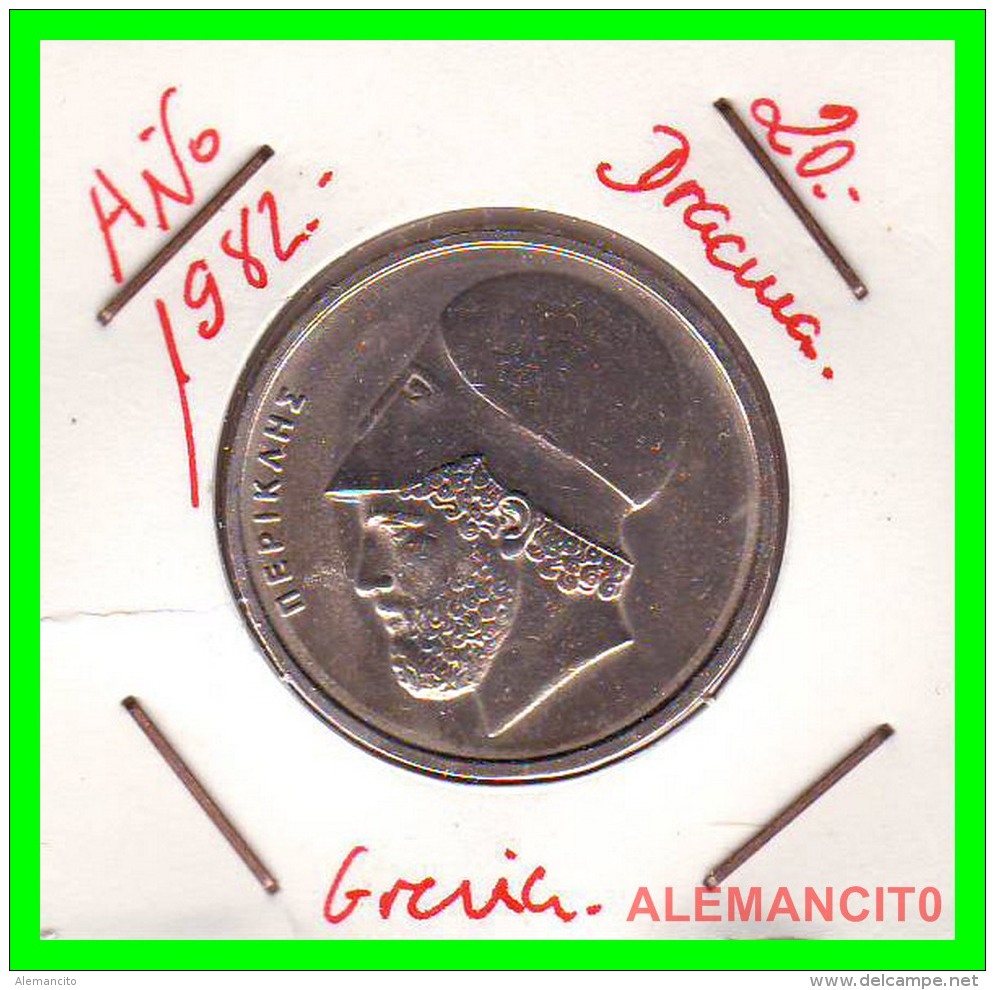 GRECIA  -  GREECE  -  MONEDA DE  20 DRACHMAI   - AÑO 1982  S/c  Copper-Nickel,  29 Mm - Grecia