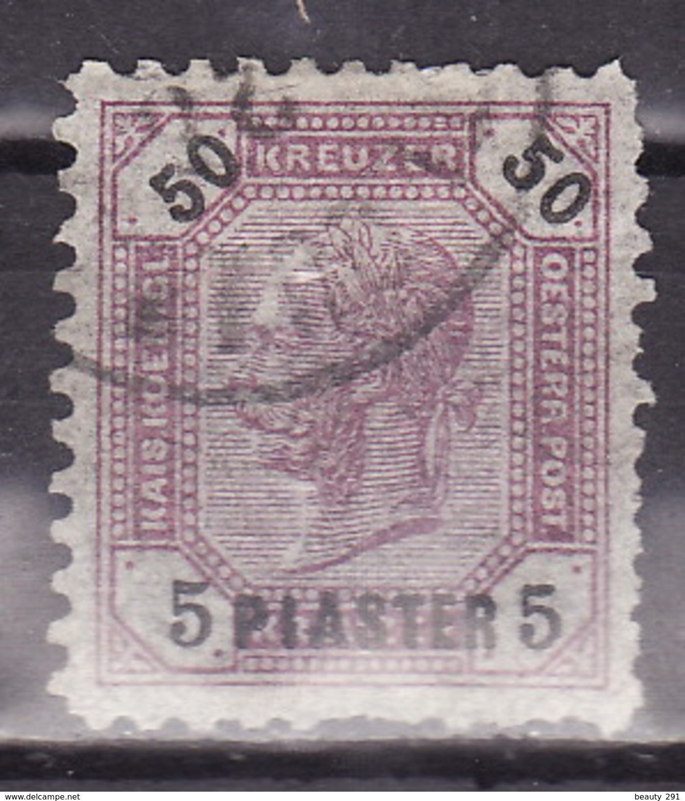 LEVANTE 1891 ANK 29 , 5 PIASTER A. 50 KR.  Lz.10-1/2 - Used Stamps