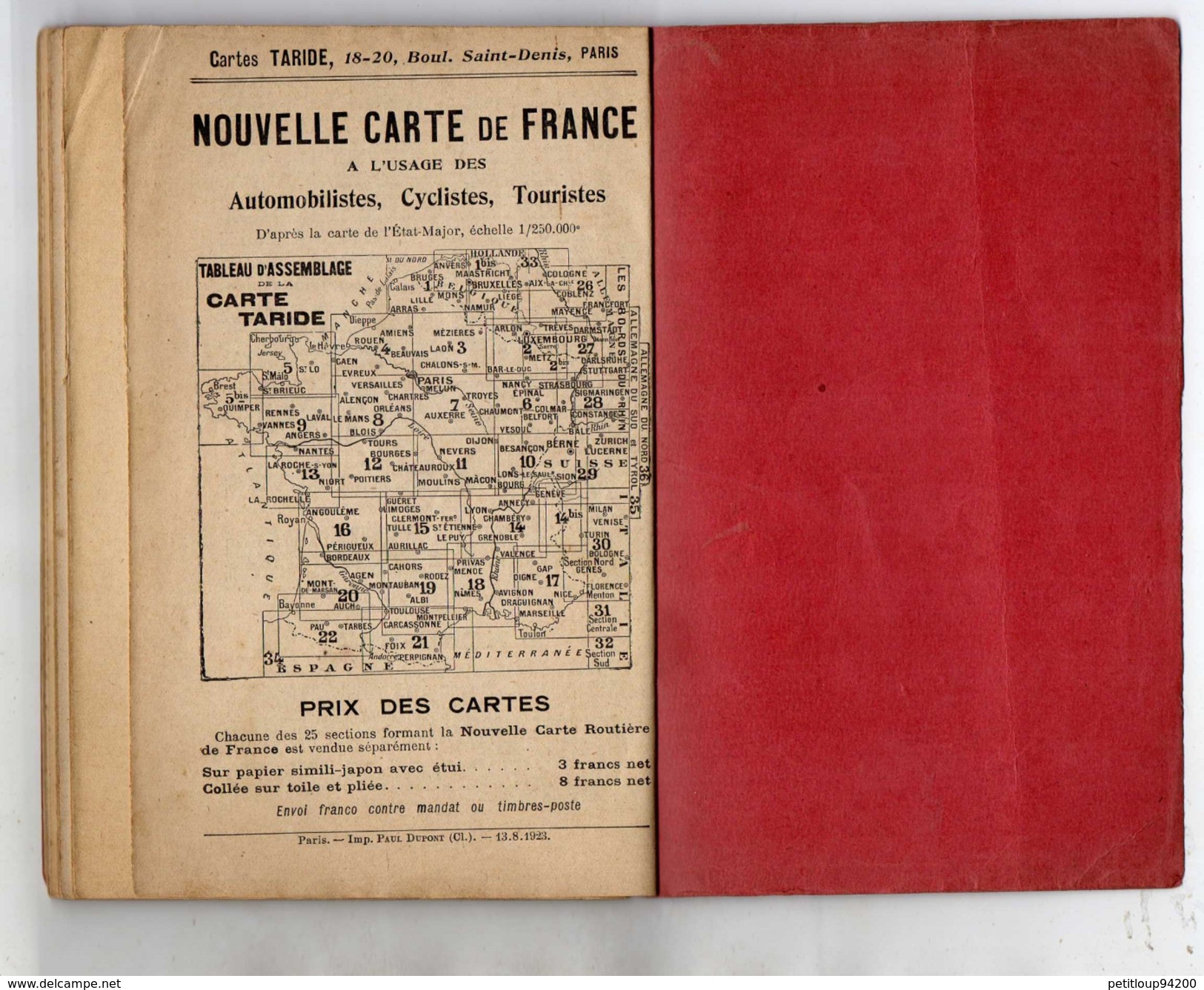 NOUVEAU PLAN DE PARIS  Cartes Taride  ANNEE 1923 - Europe